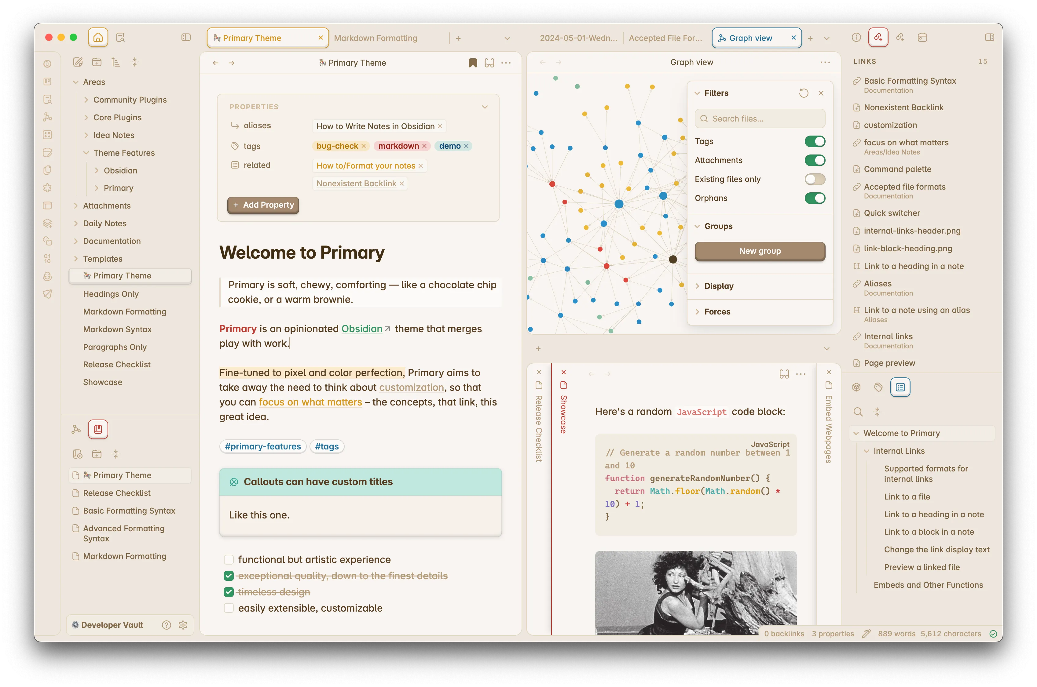 Primary for Obsidian on Desktop - Light Mode